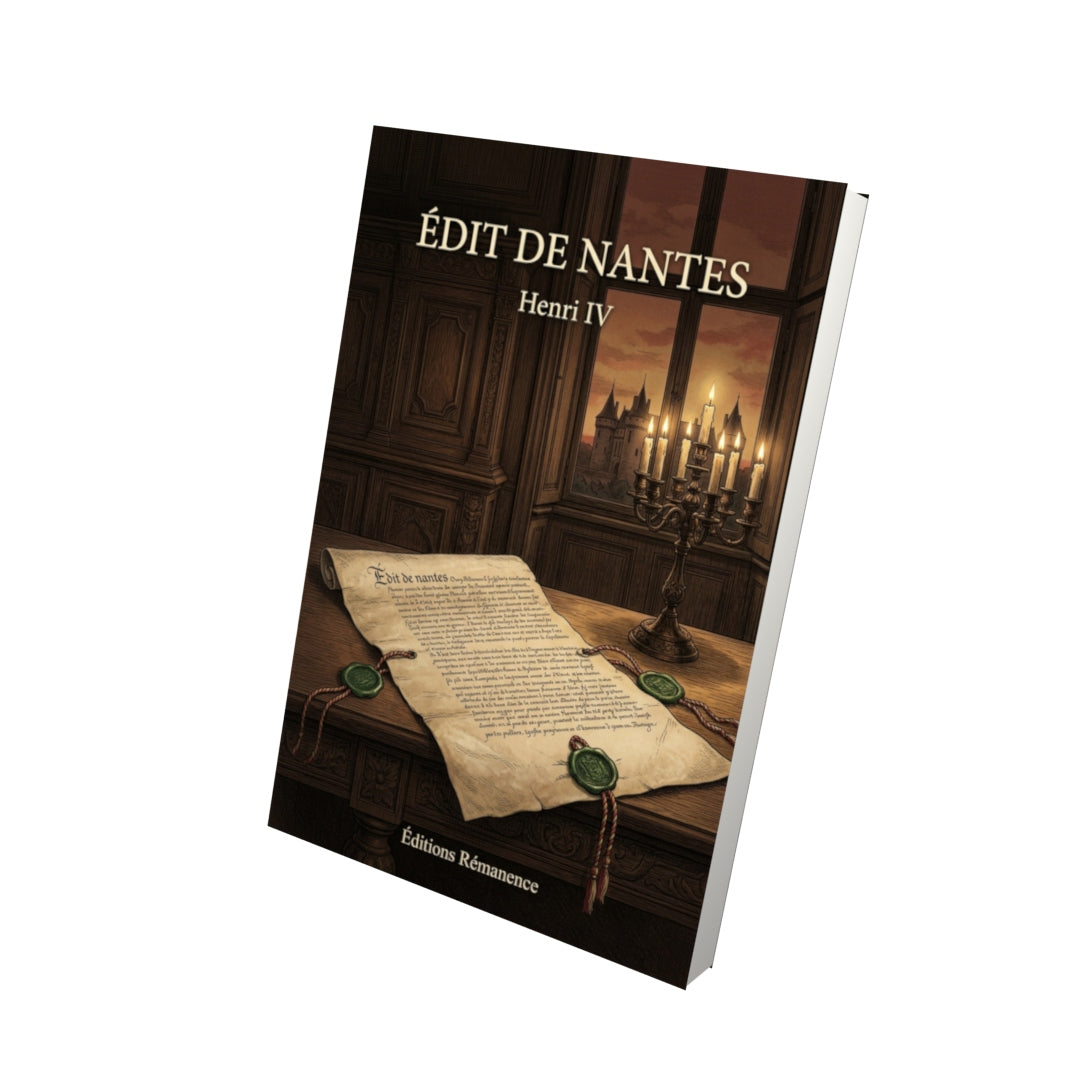 Livre Édit de Nantes par Henri IV - Vue 3D - Editions Remanence
