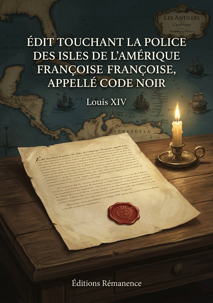 Livre Édit touchant la Police des Isles de l’Amérique Françoise, appellé Code Noir par Louis XIV - Couverture - Editions Remanence