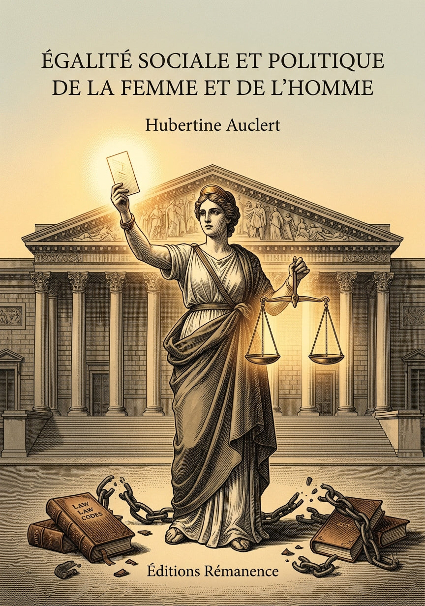 Livre Égalité sociale et politique de la femme et de l’homme par Hubertine Auclert - Couverture - Editions Remanence