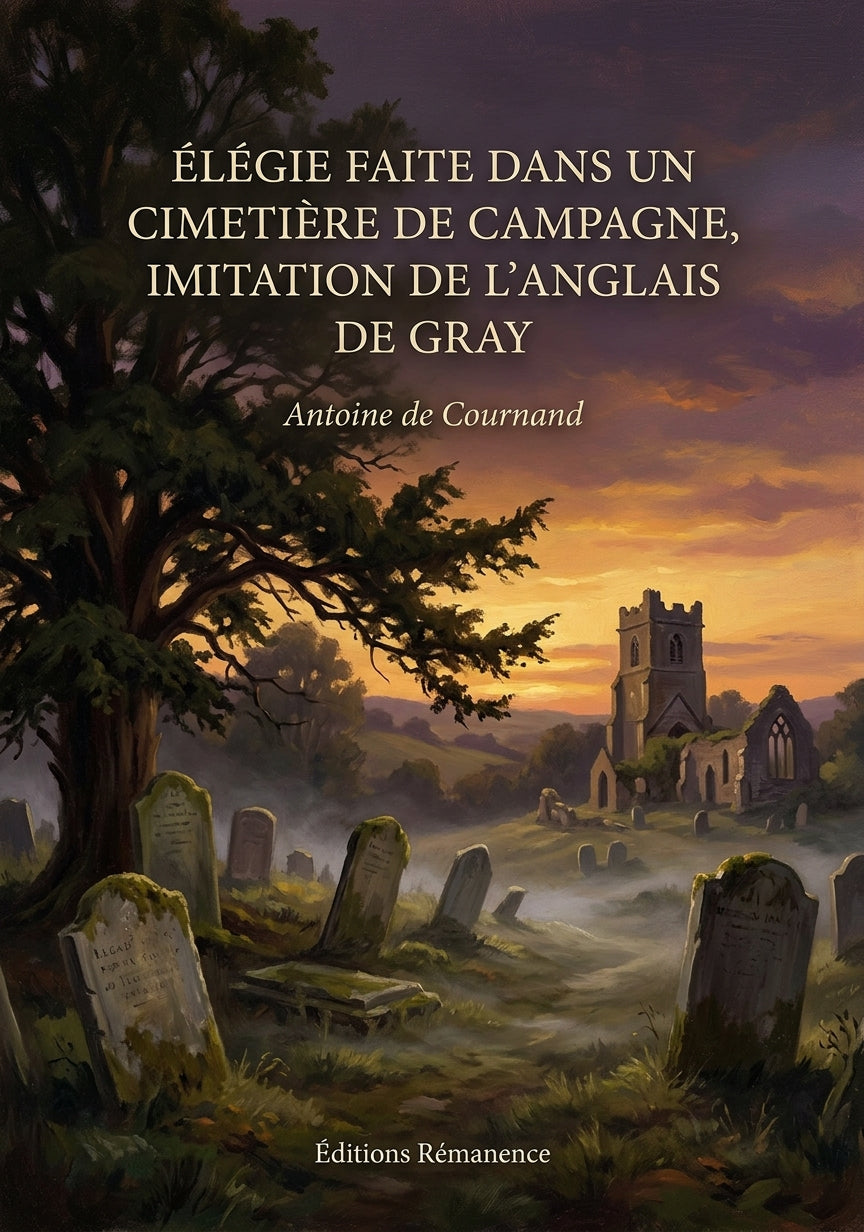Livre Élégie faite dans un cimetière de campagne, imitation de l’anglais de Gray par Antoine de Cournand - Couverture - Editions Remanence