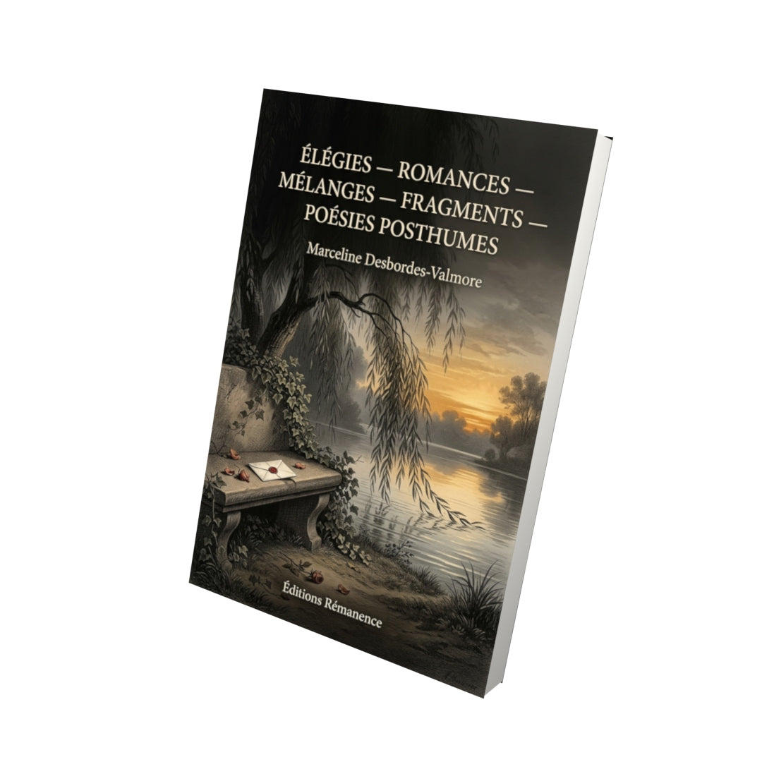 Livre Élégies — Romances — Mélanges — Fragments — Poésies posthumes par Marceline Desbordes-Valmore - Vue 3D - Editions Remanence