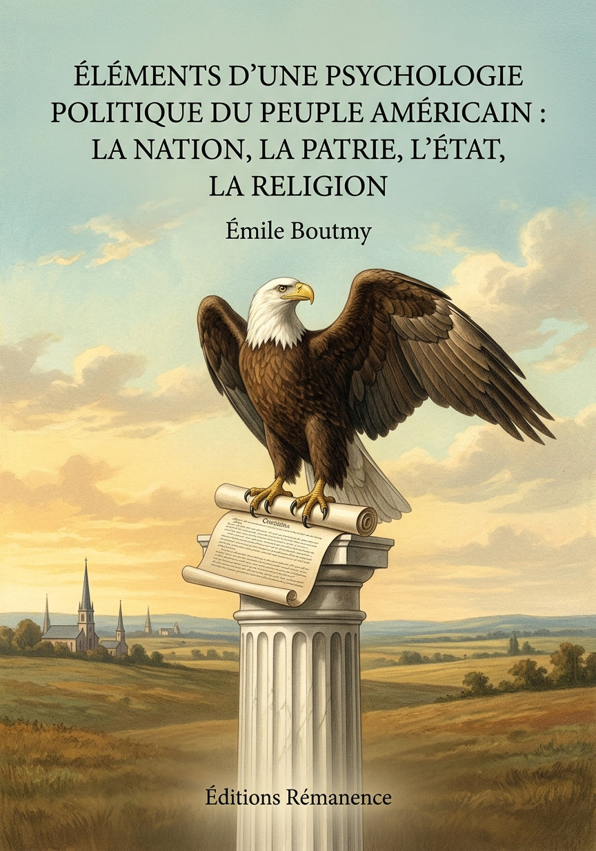 Livre Éléments d’une psychologie politique du peuple américain : la nation, la patrie, l’État, la religion par Émile Boutmy - Couverture - Editions Remanence