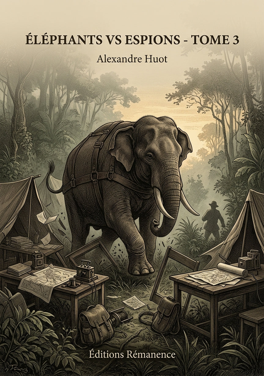 Livre Éléphants vs Espions - Tome 3 par Alexandre Huot - Couverture - Editions Remanence