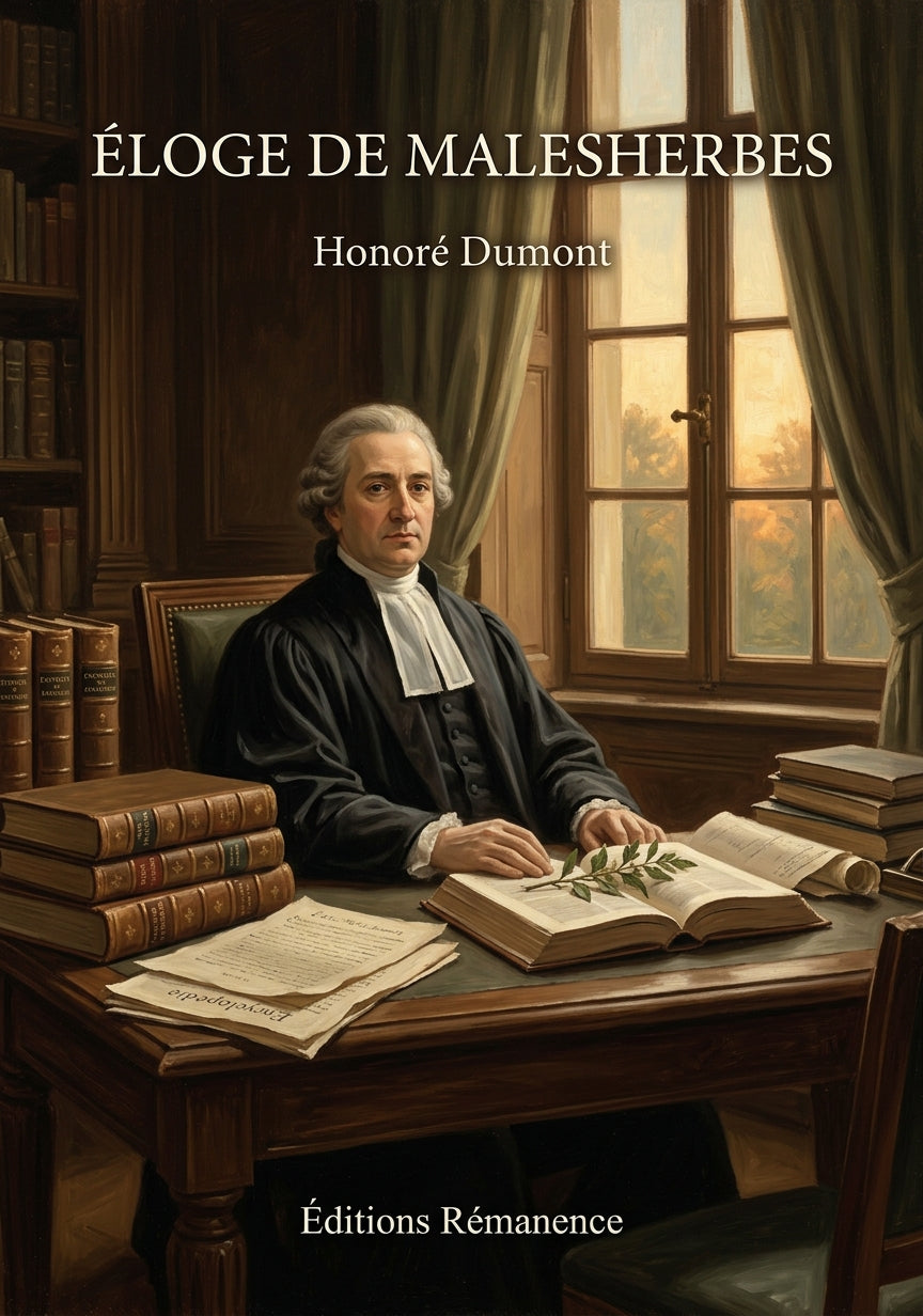 Livre Éloge de Malesherbes par Honoré Dumont - Couverture - Editions Remanence