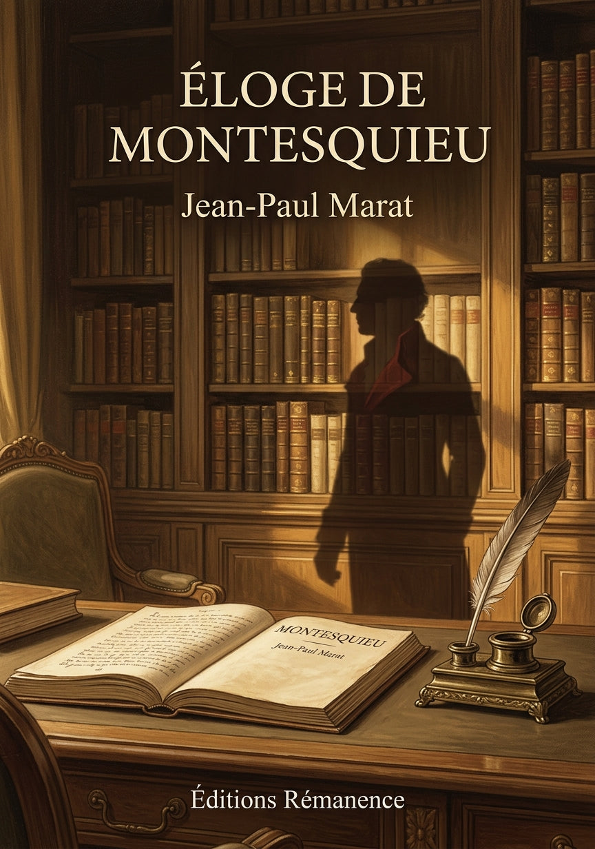 Livre Éloge de Montesquieu par Jean-Paul Marat - Couverture - Editions Remanence