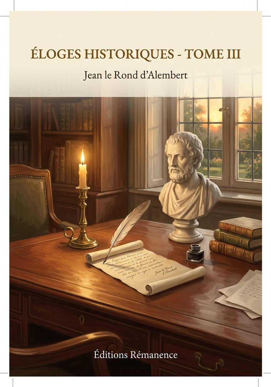 Livre Éloges historiques - Tome III par Jean le Rond d’Alembert - Couverture - Editions Remanence
