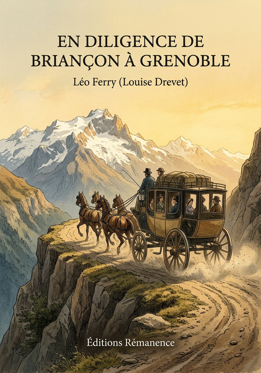 Livre En diligence de Briançon à Grenoble par Léo Ferry (Louise Drevet) - Couverture - Editions Remanence