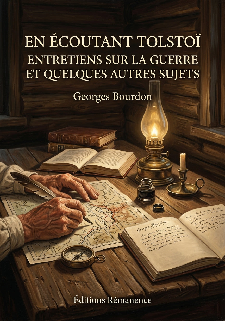 Livre En écoutant Tolstoïentretiens sur la guerre et quelques autres sujets par Georges Bourdon - Couverture - Editions Remanence