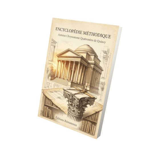 Livre Encyclopédie méthodique par Antoine Chrysostome Quatremère de Quincy - Vue 3D - Editions Remanence