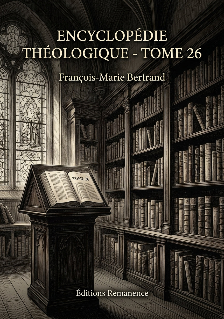 Livre Encyclopédie théologique - Tome 26 par François-Marie Bertrand - Couverture - Editions Remanence