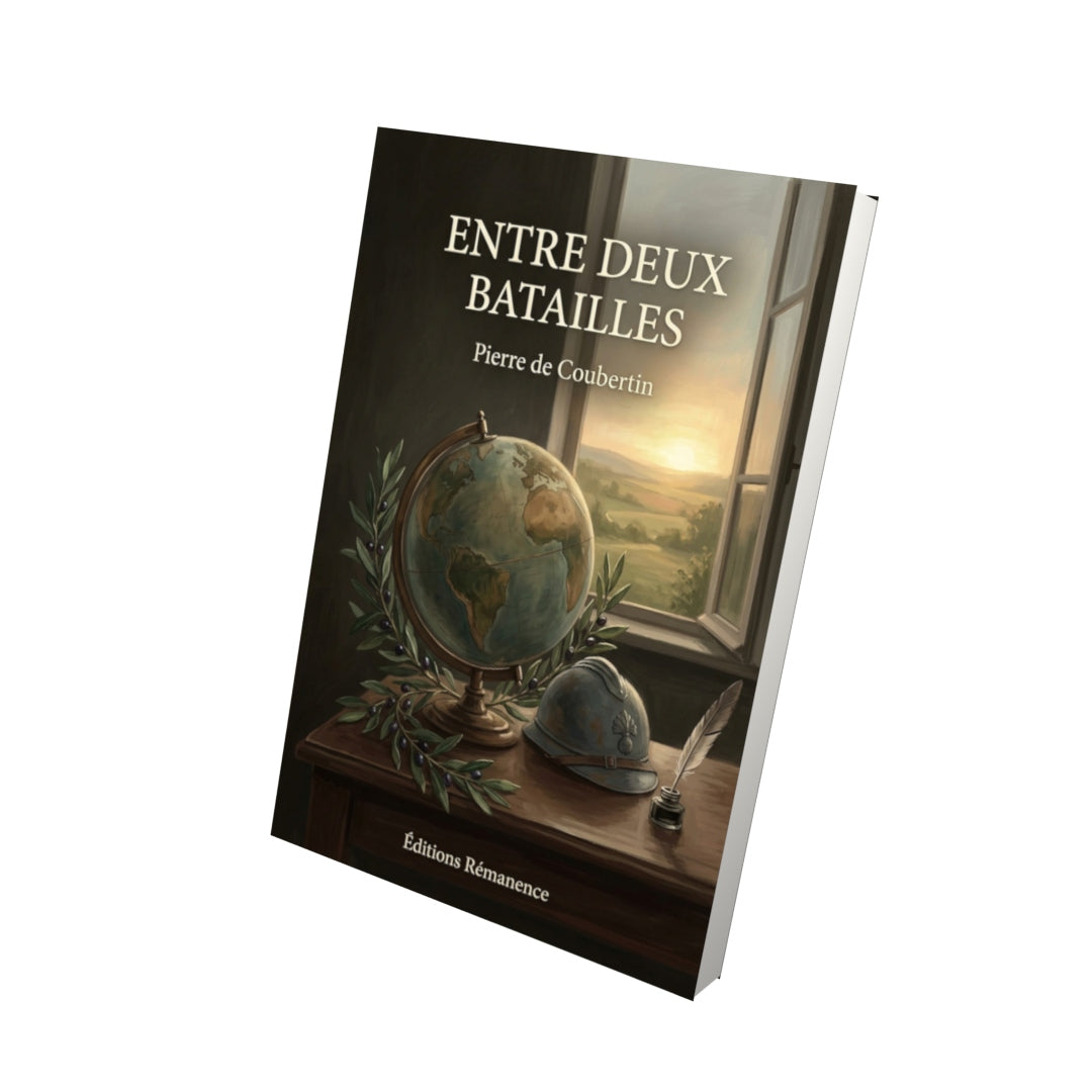 Livre Entre deux batailles par Pierre de Coubertin - Vue 3D - Editions Remanence