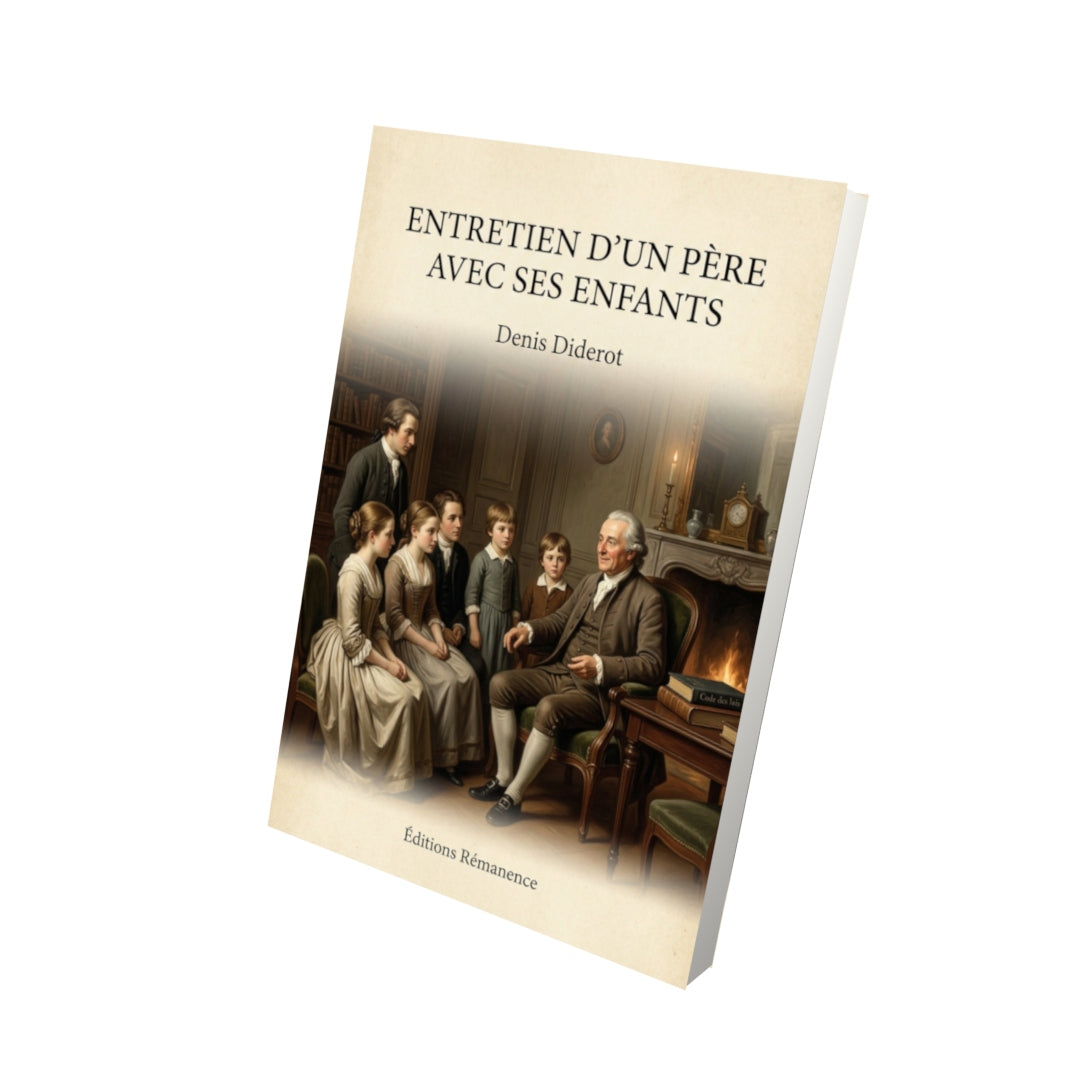 Livre Entretien d'un père avec ses enfants - Denis Diderot - Vue 3D - Editions Remanence