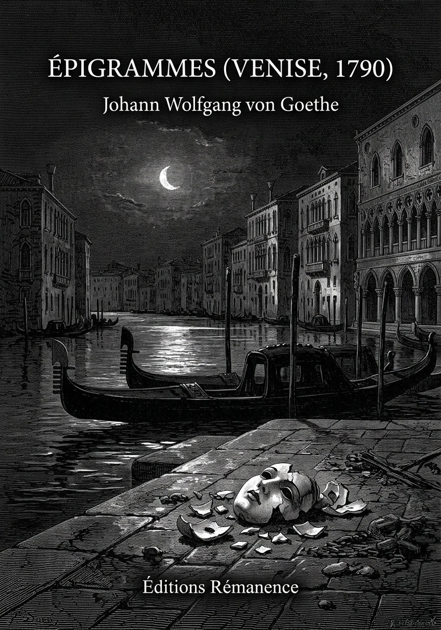 Livre Épigrammes (Venise, 1790) par Johann Wolfgang von Goethe - Couverture - Editions Remanence