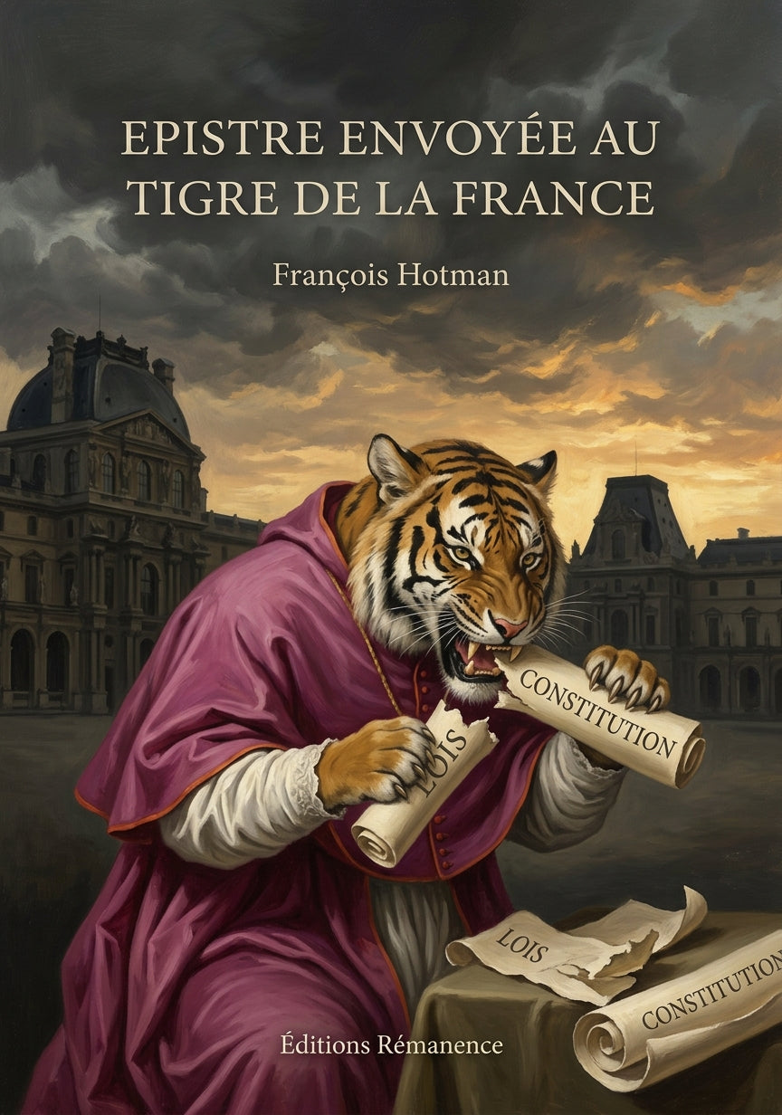 Livre Epistre envoyée au Tigre de la France par François Hotman - Couverture - Editions Remanence