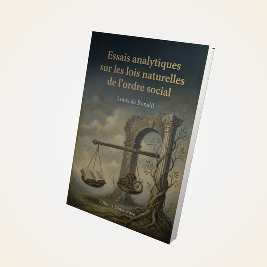 Livre Essais analytiques sur les lois naturelles de l’ordre social – Louis de Bonald - Couverture 3D