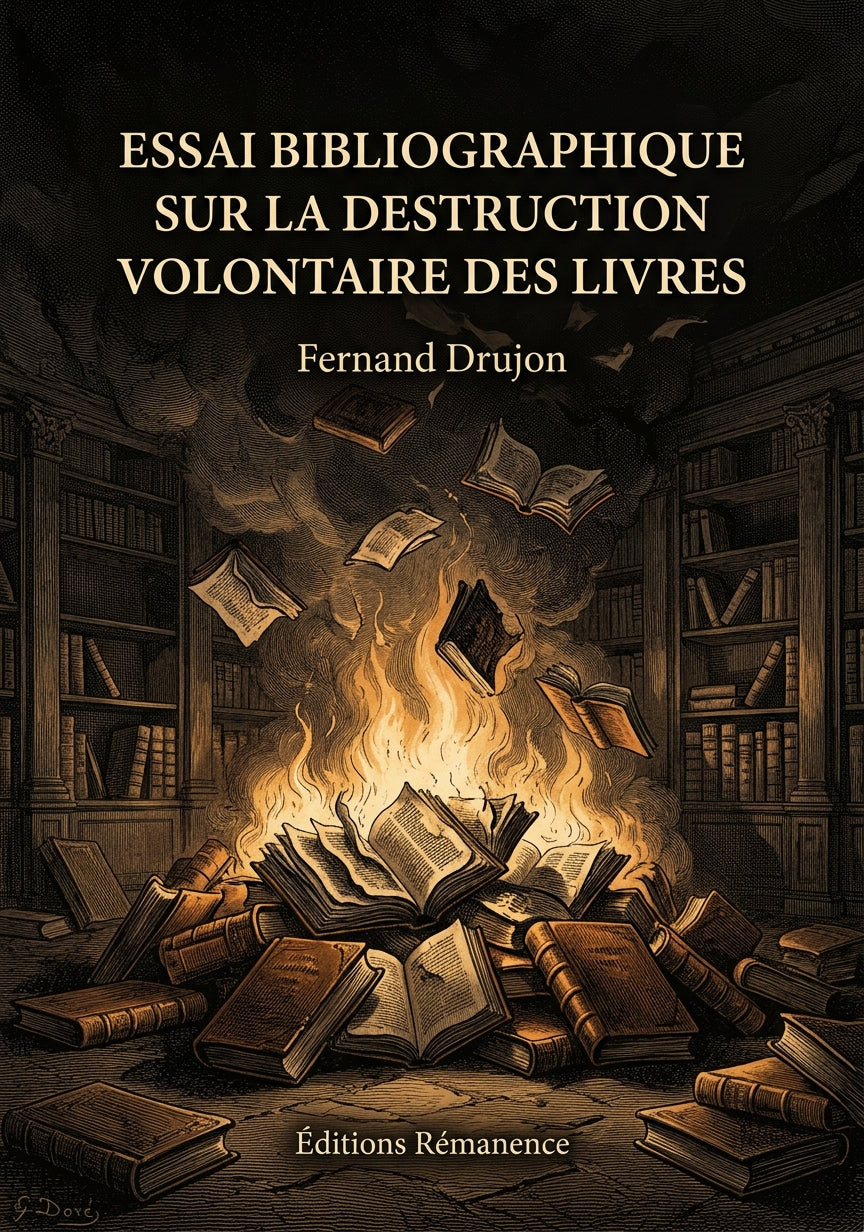 Livre Essai bibliographique sur la destruction volontaire des livres par Fernand Drujon - Couverture - Editions Remanence