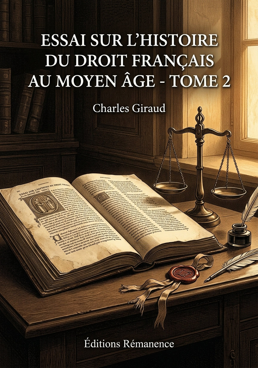 Livre Essai sur l'histoire du droit français au moyen âge - Tome 2 par Charles Giraud - Couverture - Editions Remanence