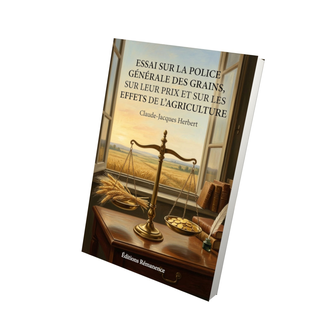 Livre Essai sur la police générale des grains, sur leur prix et sur les effets de l'agriculture par Claude-Jacques Herbert - Vue 3D - Editions Remanence