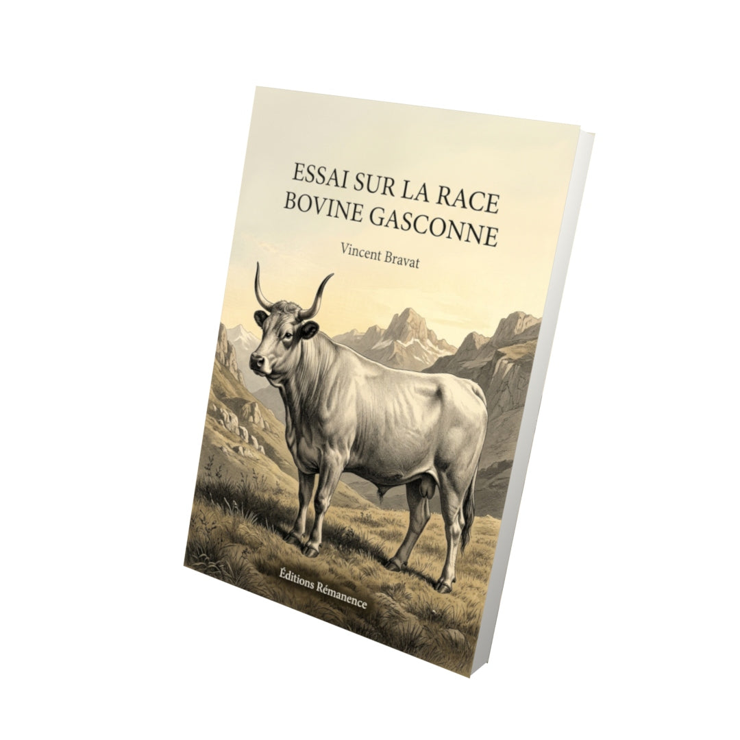 Livre Essai sur la race bovine gasconne par Vincent Bravat - Vue 3D - Editions Remanence