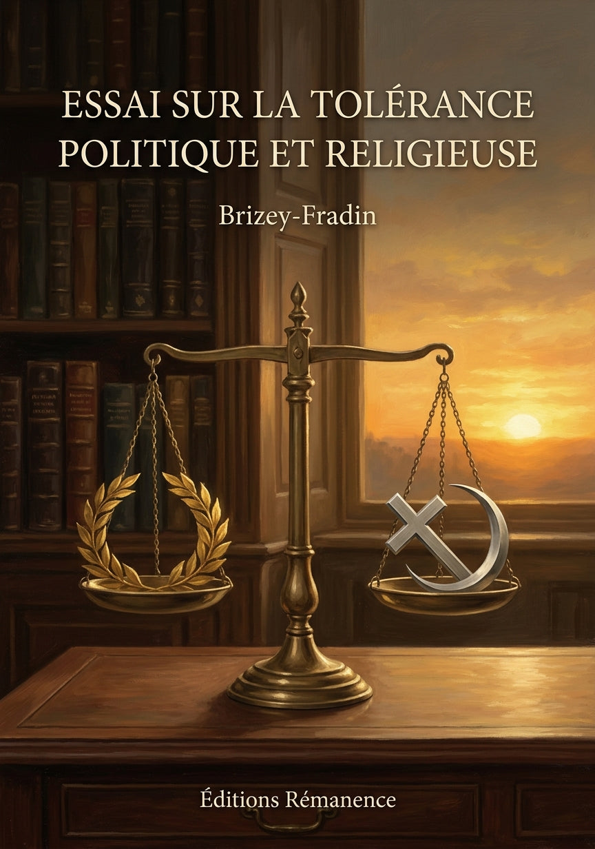 Livre Essai sur la tolérance politique et religieuse par Brizey-Fradin - Couverture - Editions Remanence