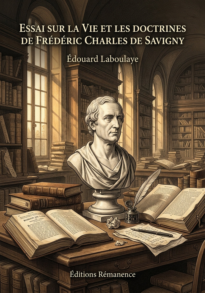 Livre Essai sur la vie et les doctrines de Frédéric Charles de Savigny par Édouard Laboulaye - Couverture - Editions Remanence