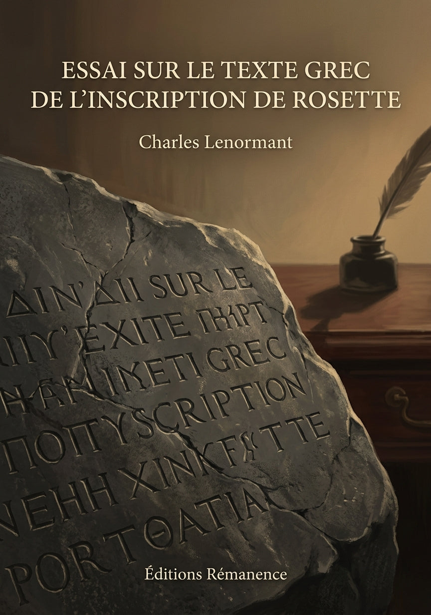Livre Essai sur le texte grec de l’inscription de Rosette par Charles Lenormant - Couverture - Editions Remanence
