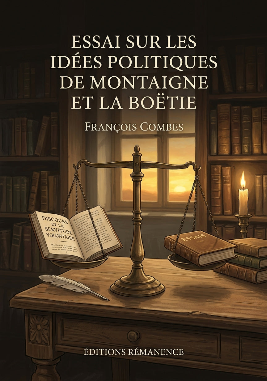 Livre Essai sur les idées politiques de Montaigne et La Boëtie par François Combes - Couverture - Editions Remanence