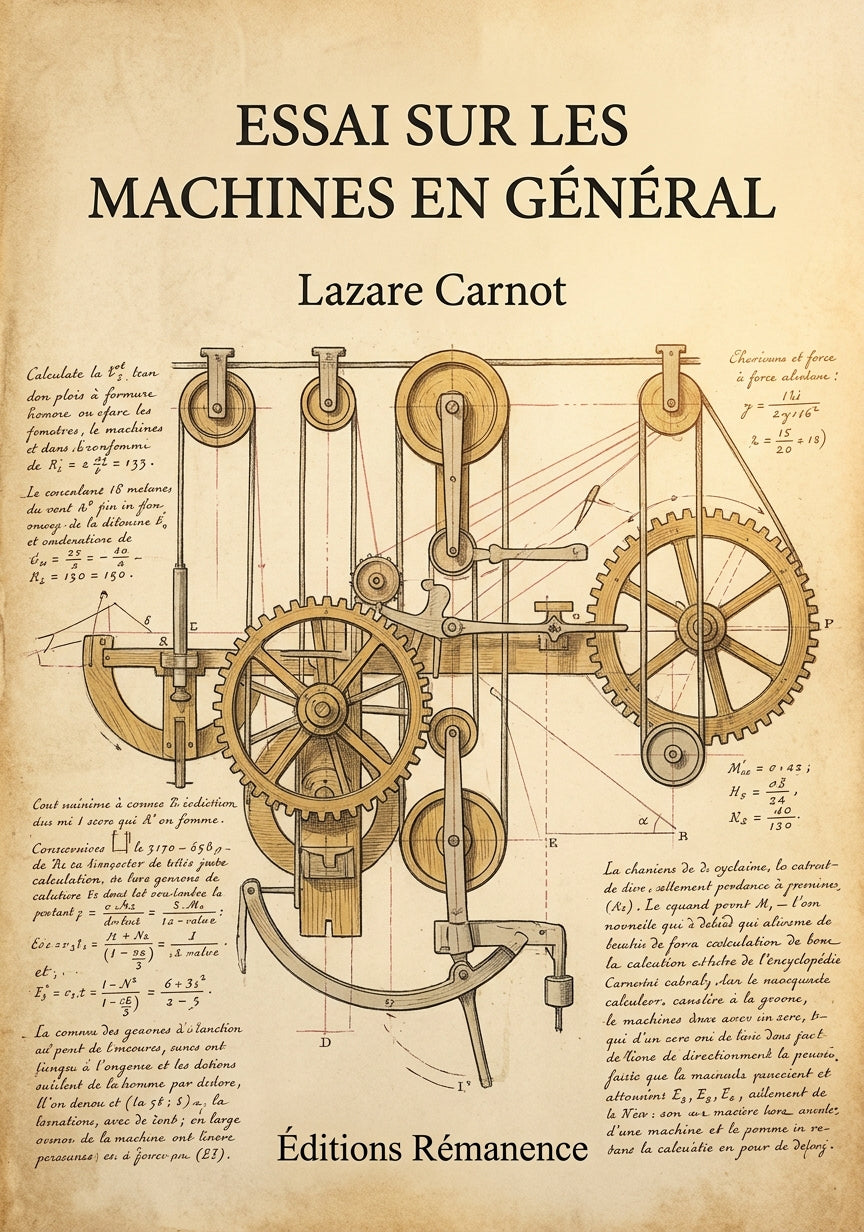 Livre Essai sur les machines en général par Lazare Carnot - Couverture - Editions Remanence