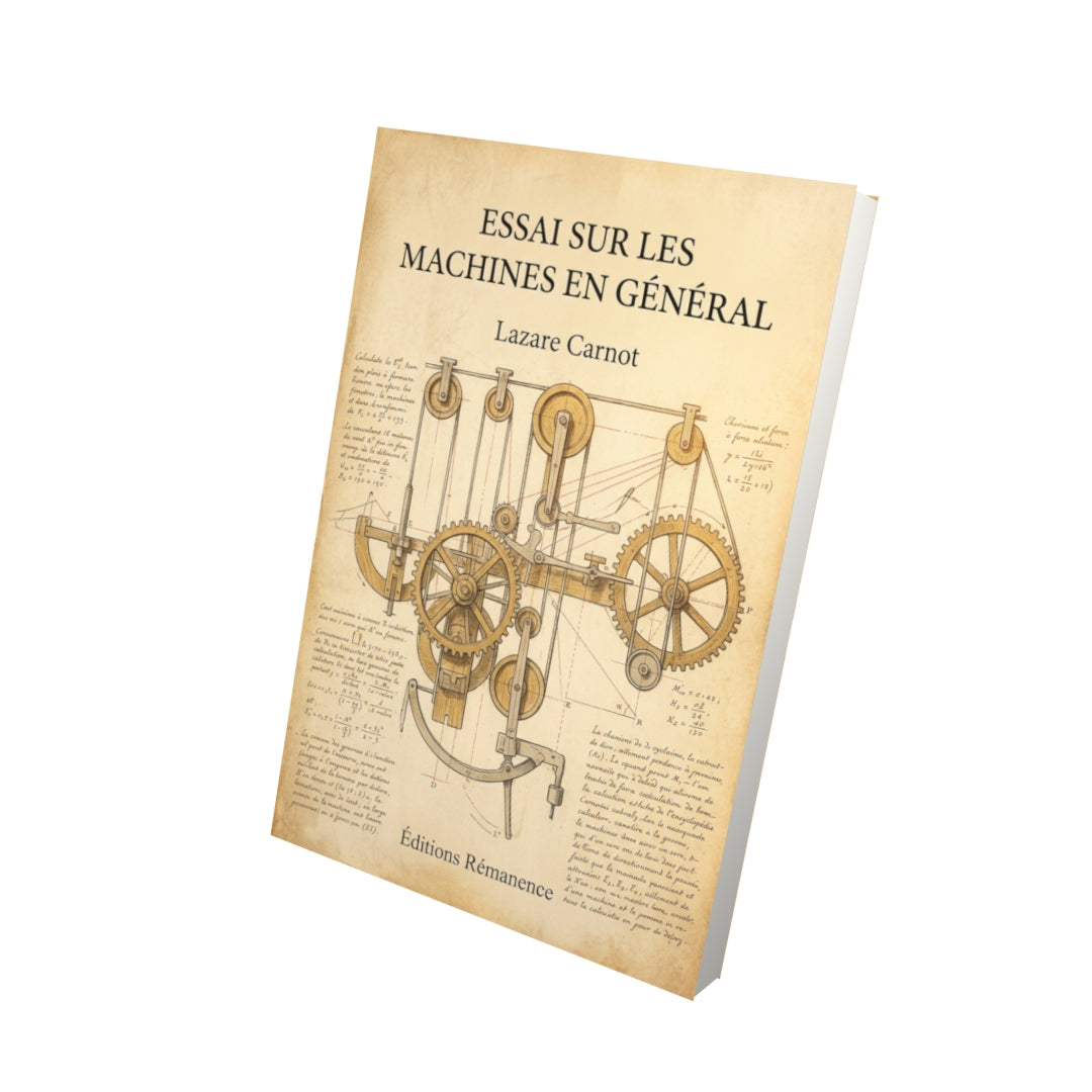 Livre Essai sur les machines en général par Lazare Carnot - Vue 3D - Editions Remanence