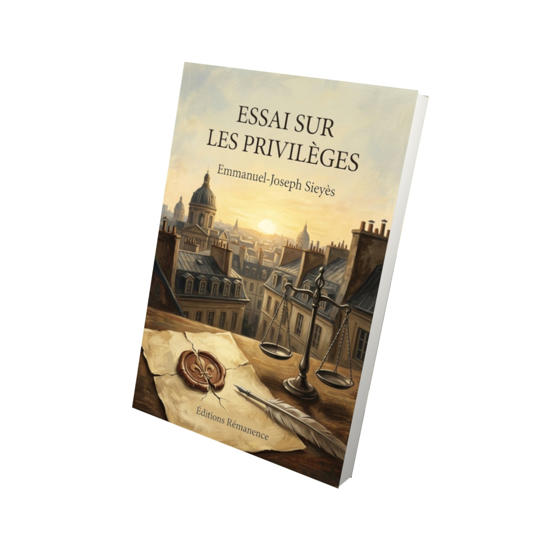 Livre Essai sur les privilèges par Emmanuel-Joseph Sieyès - Vue 3D - Editions Remanence