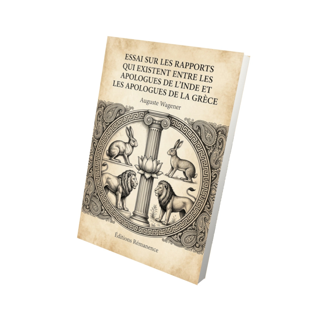 Livre Essai sur les rapports qui existent entre les apologues de l’Inde et les apologues de la Grèce par Auguste Wagener - Vue 3D - Editions Remanence