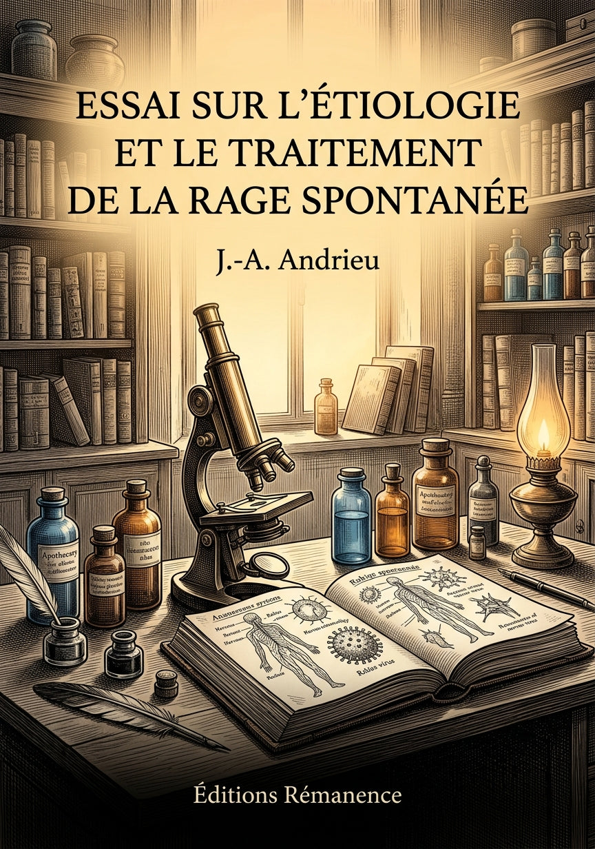 Livre Essai sur l’étiologie et le traitement de la rage spontanée par J.-A. Andrieu - Couverture - Editions Remanence