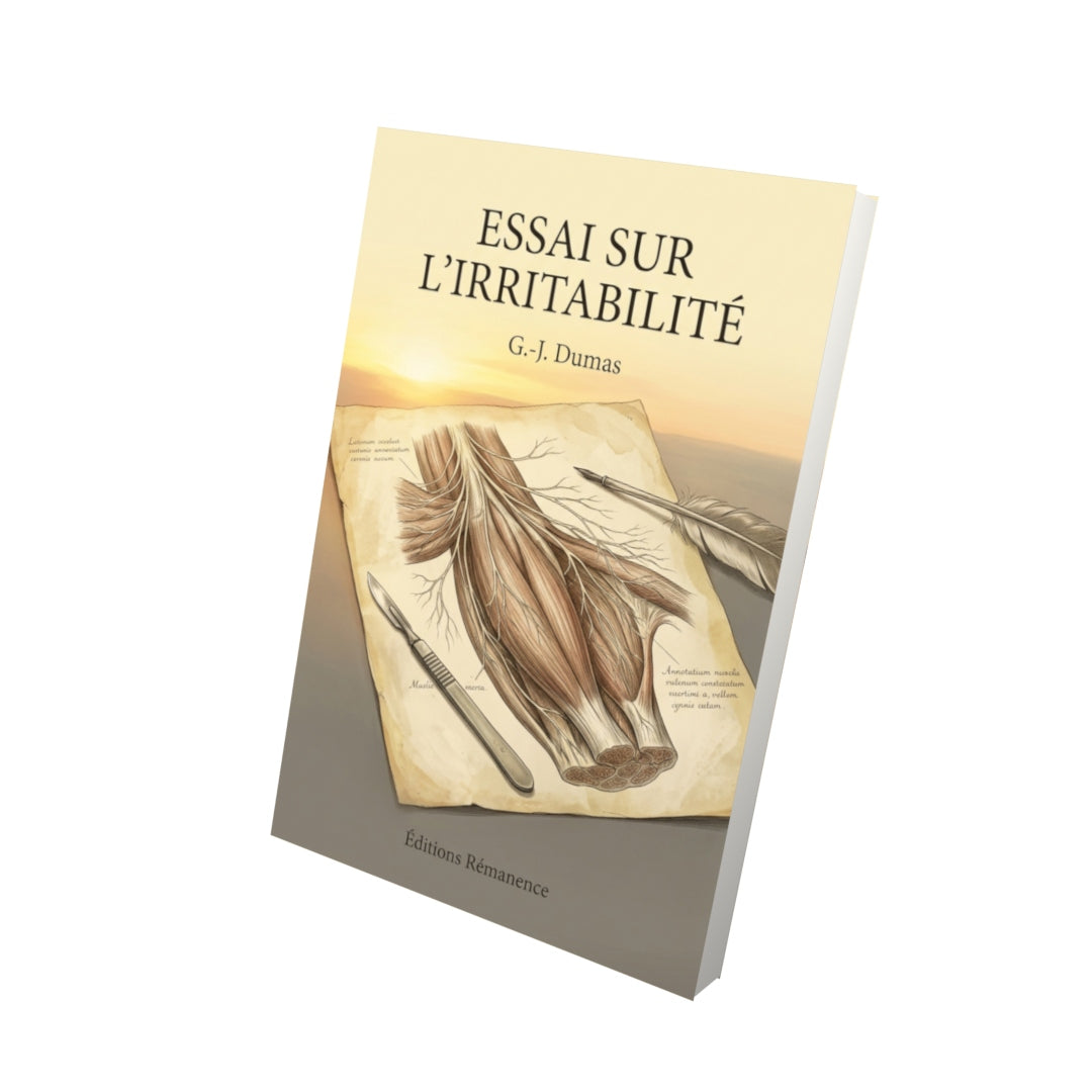 Livre Essai sur l’irritabilité par G.-J. Dumas - Vue 3D - Editions Remanence