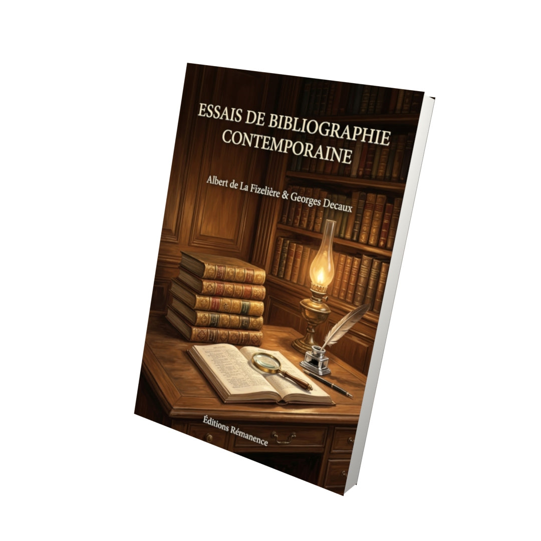 Livre Essais de bibliographie contemporaine par Albert de La Fizelière & Georges Decaux - Vue 3D - Editions Remanence