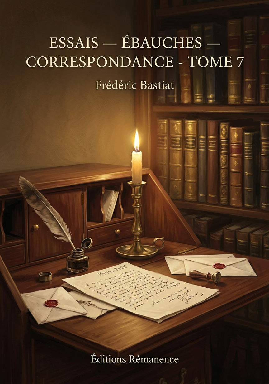 Livre Essais — ébauches — correspondance - Tome 7 par Frédéric Bastiat - Couverture - Editions Remanence