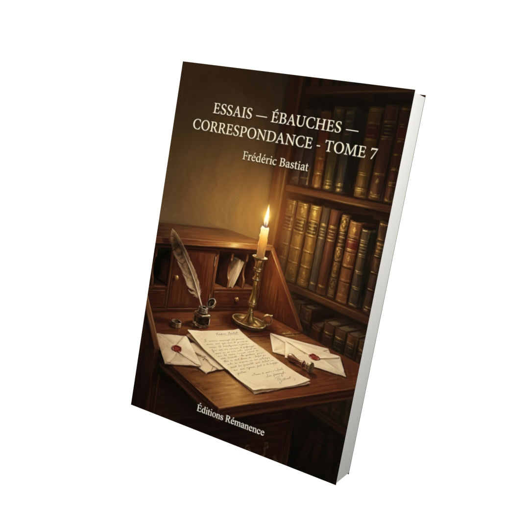 Livre Essais — ébauches — correspondance - Tome 7 par Frédéric Bastiat - Vue 3D - Editions Remanence