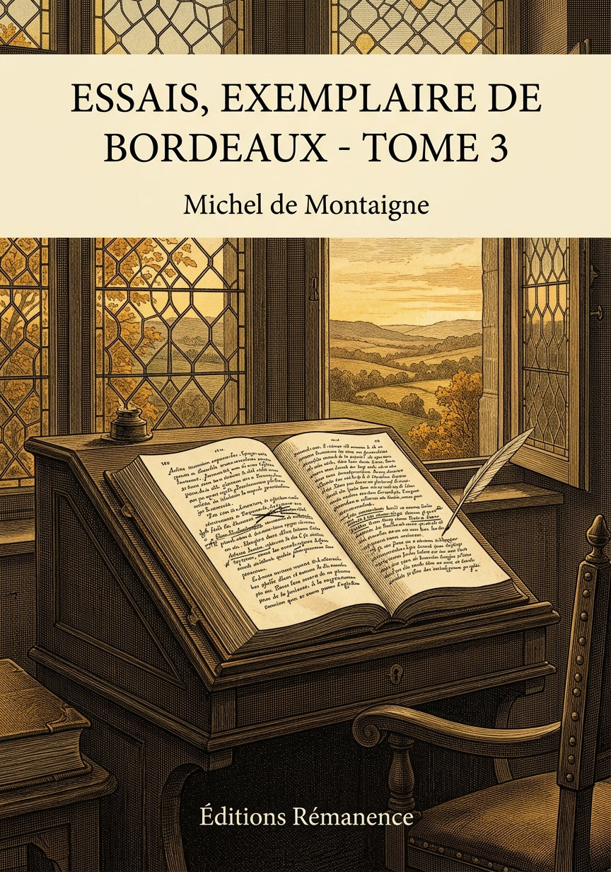 Livre Essais, exemplaire de Bordeaux - Tome 3 par Michel de Montaigne - Couverture - Editions Remanence