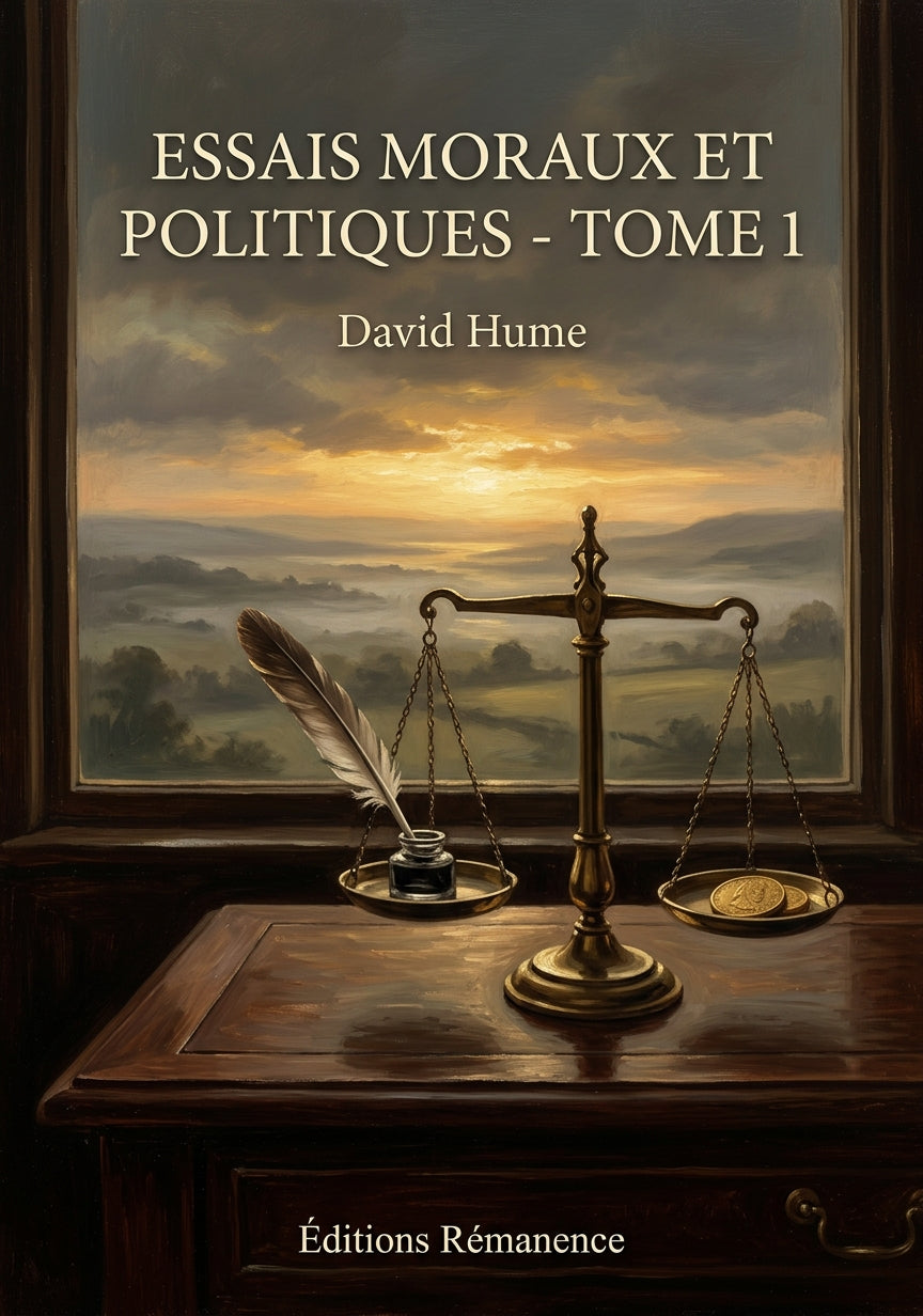 Livre Essais moraux et politiques - Tome 1 par David Hume - Couverture - Editions Remanence