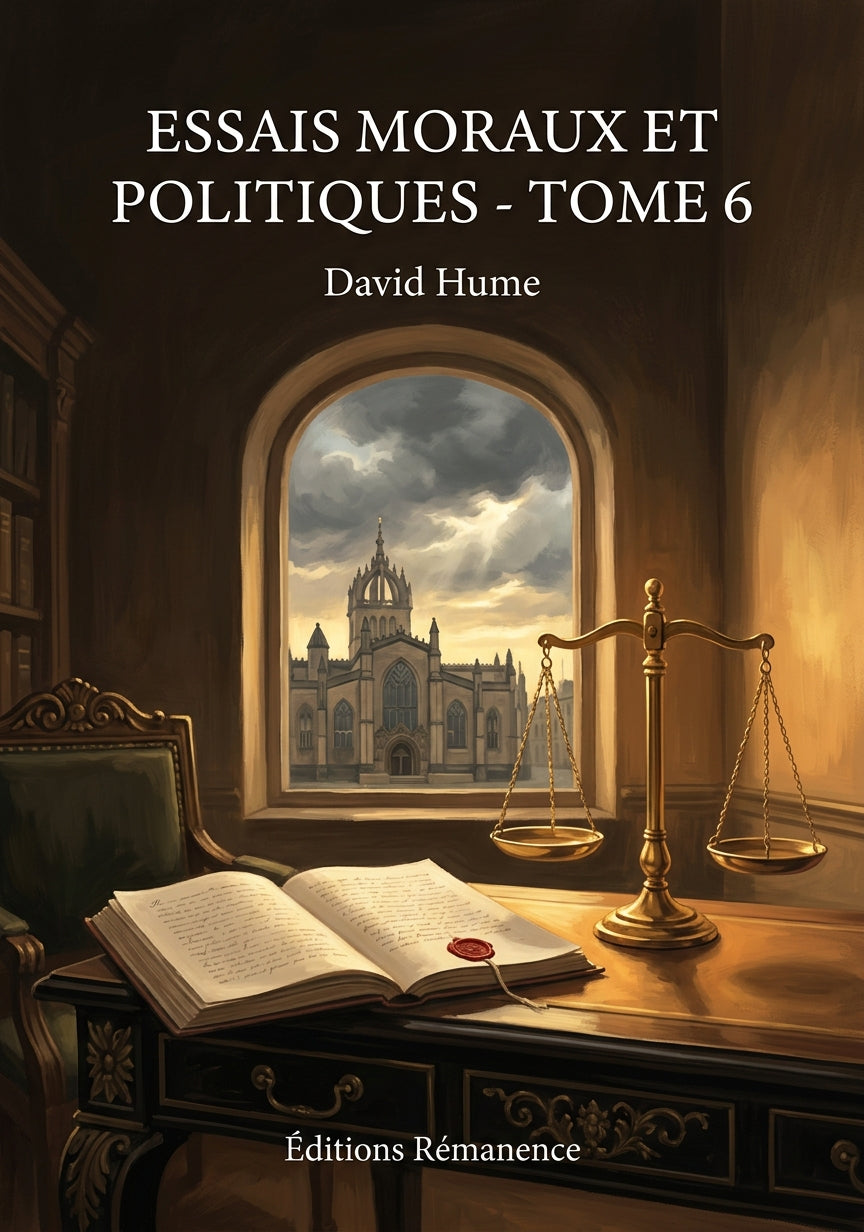 Livre Essais moraux et politiques - Tome 6 par David Hume - Couverture - Editions Remanence