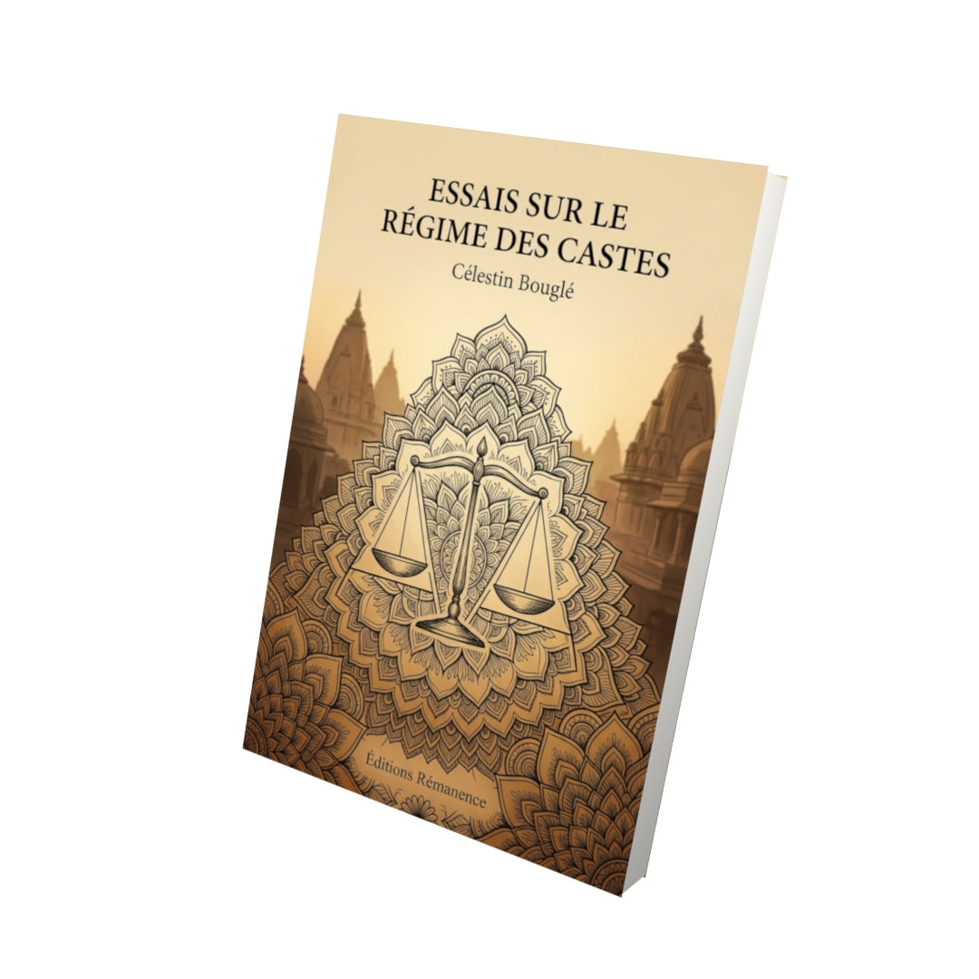Livre Essais sur le régime des castes par Célestin Bouglé - Vue 3D - Editions Remanence