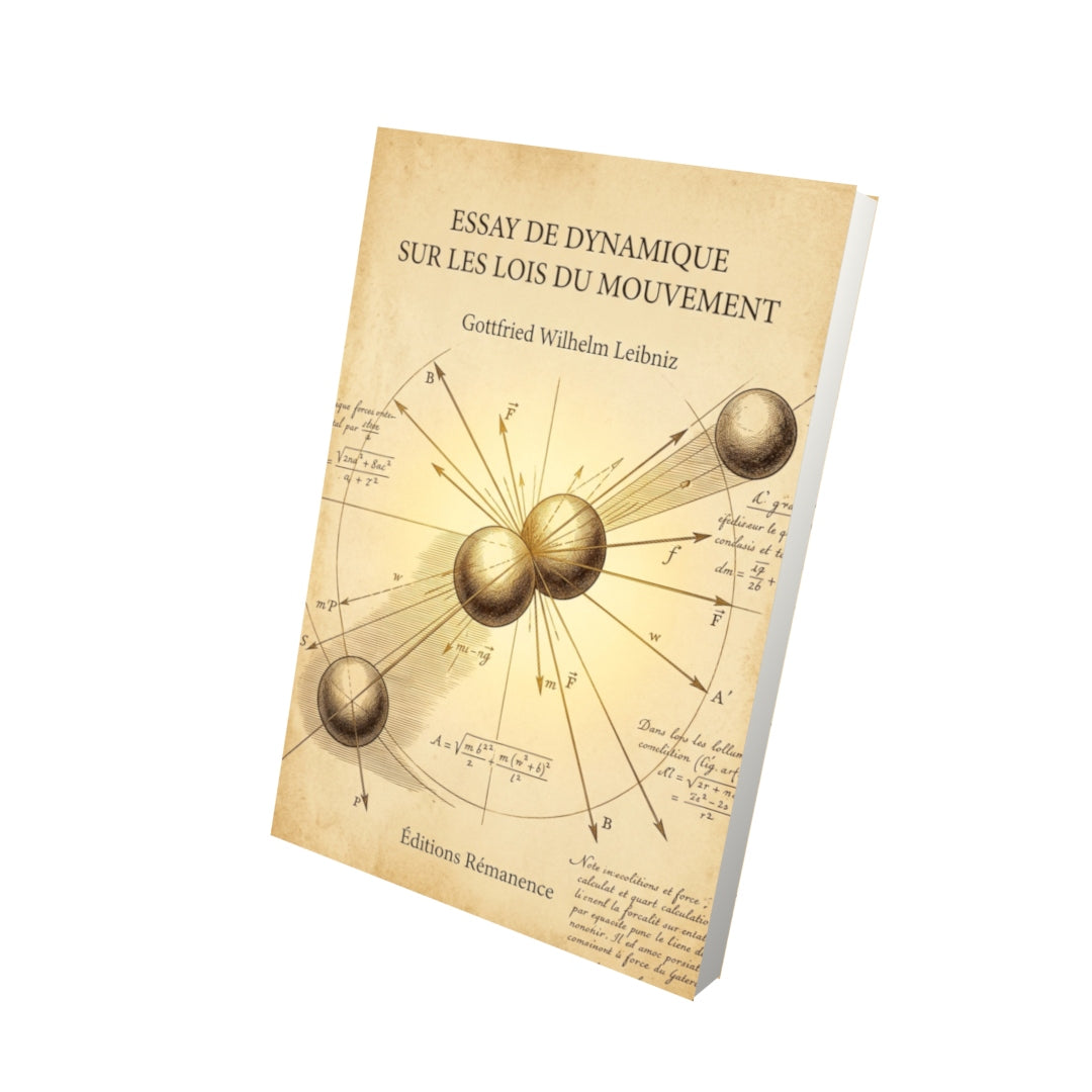 Livre Essay de dynamique sur les lois du mouvement par Gottfried Wilhelm Leibniz - Vue 3D - Editions Remanence