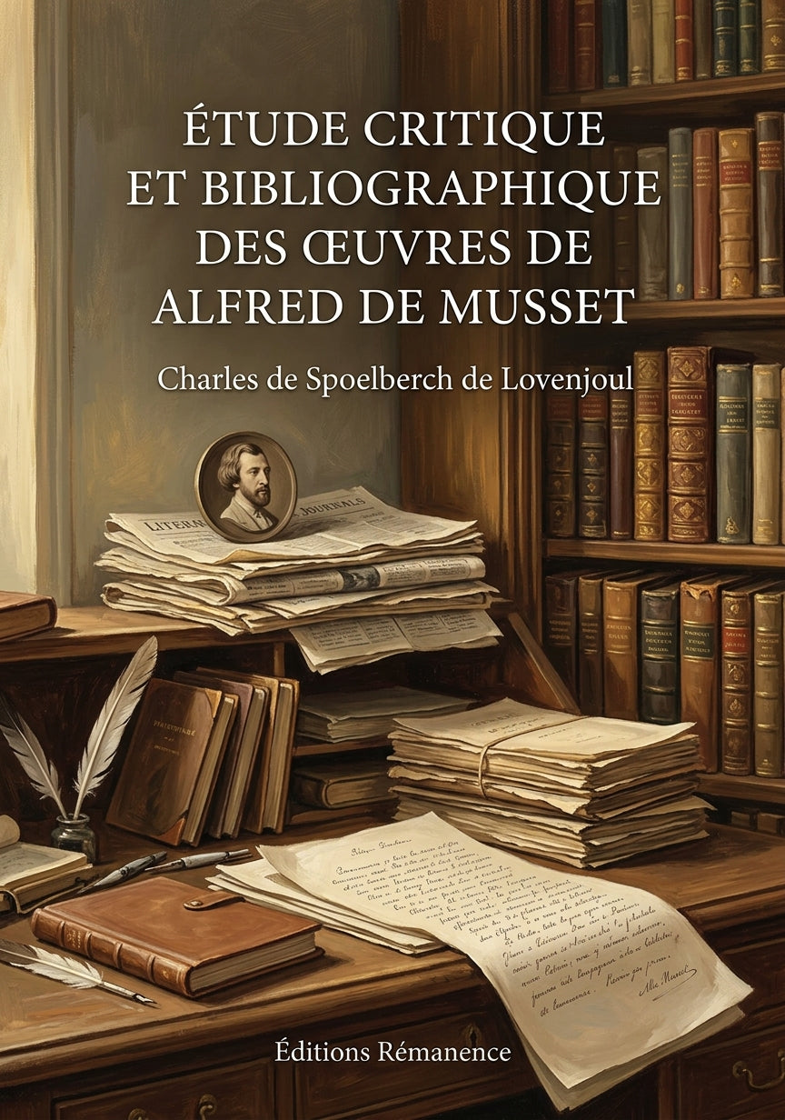 Livre Étude critique et bibliographique des œuvres de Alfred de Musset par Charles de Spoelberch de Lovenjoul - Couverture - Editions Remanence