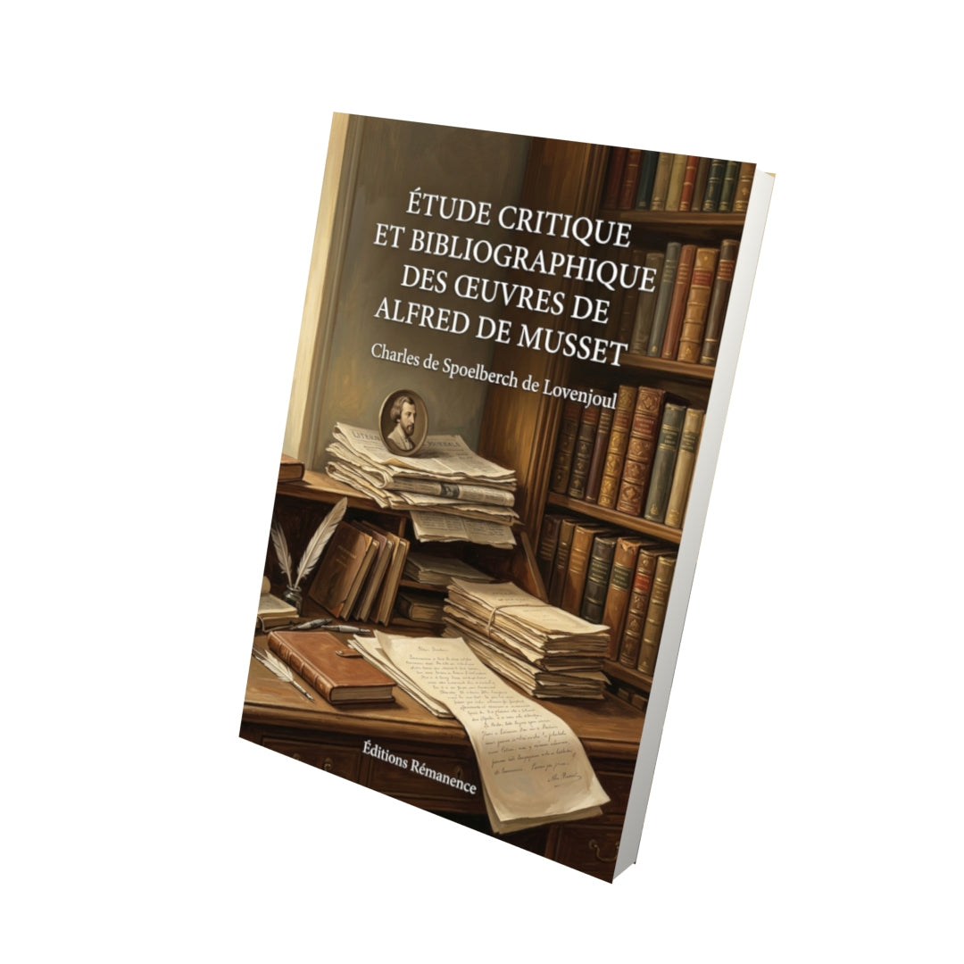 Livre Étude critique et bibliographique des œuvres de Alfred de Musset par Charles de Spoelberch de Lovenjoul - Vue 3D - Editions Remanence