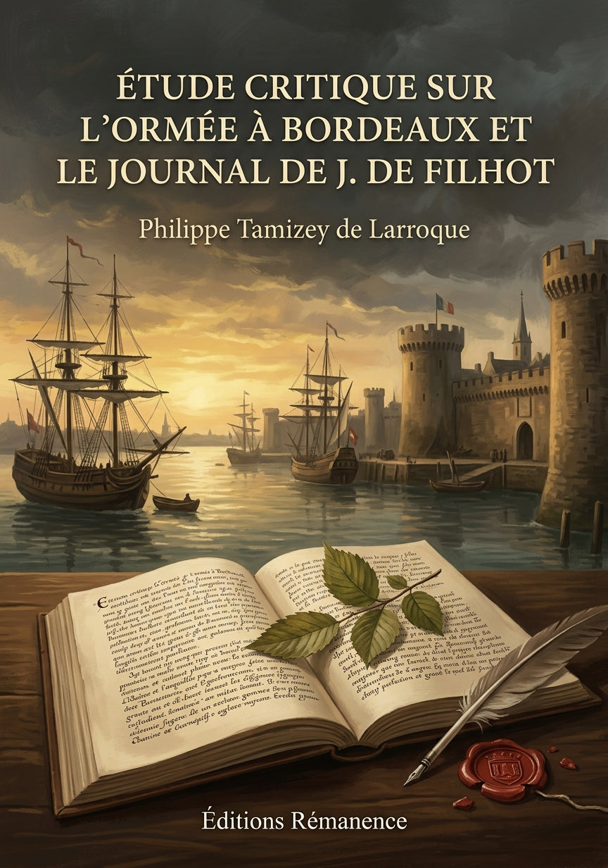 Livre Étude critique sur l’Ormée à Bordeaux et le journal de J. de Filhot par Philippe Tamizey de Larroque - Couverture - Editions Remanence