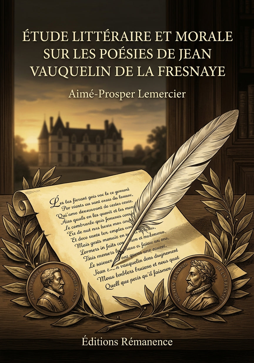 Livre Étude littéraire et morale sur les poésies de Jean Vauquelin de la Fresnaye par Aimé-Prosper Lemercier - Couverture - Editions Remanence