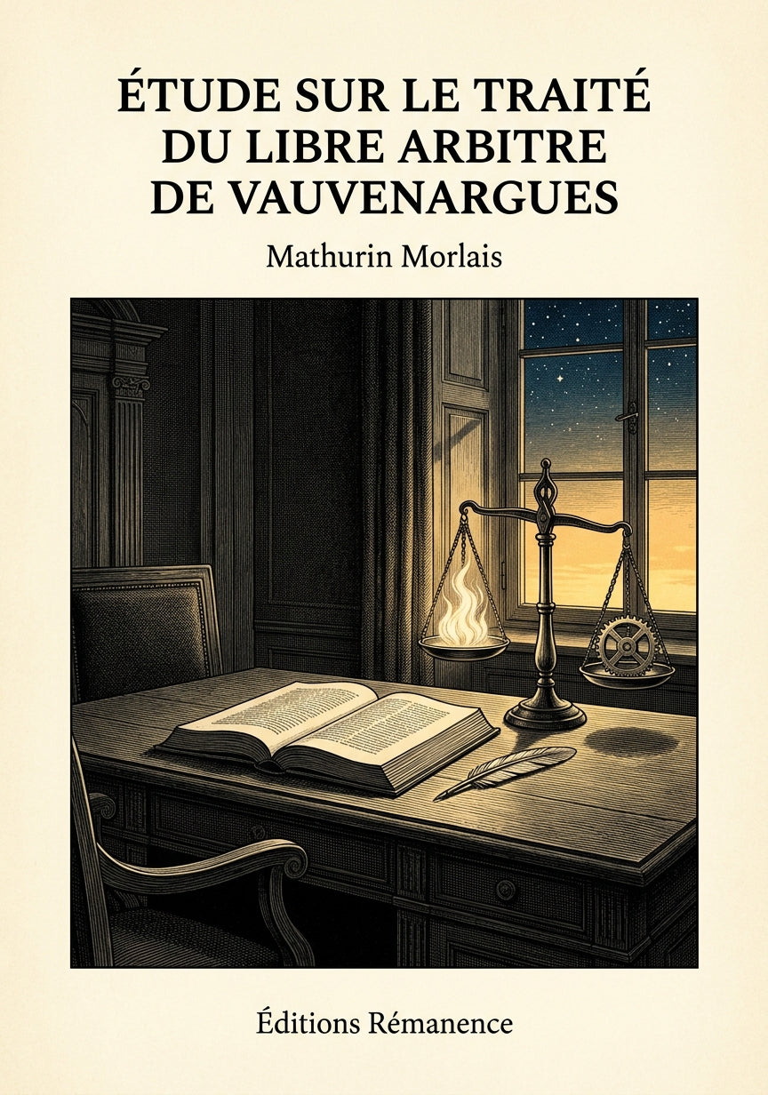 Livre Étude sur le traité du libre arbitre de Vauvenargues par Mathurin Morlais - Couverture - Editions Remanence