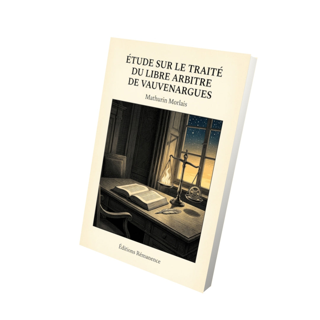Livre Étude sur le traité du libre arbitre de Vauvenargues par Mathurin Morlais - Vue 3D - Editions Remanence