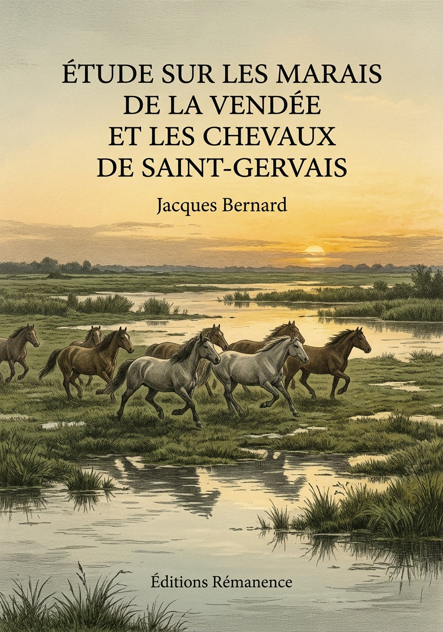 Livre Étude sur les marais de la Vendée et les chevaux de Saint-Gervais par Jacques Bernard - Couverture - Editions Remanence