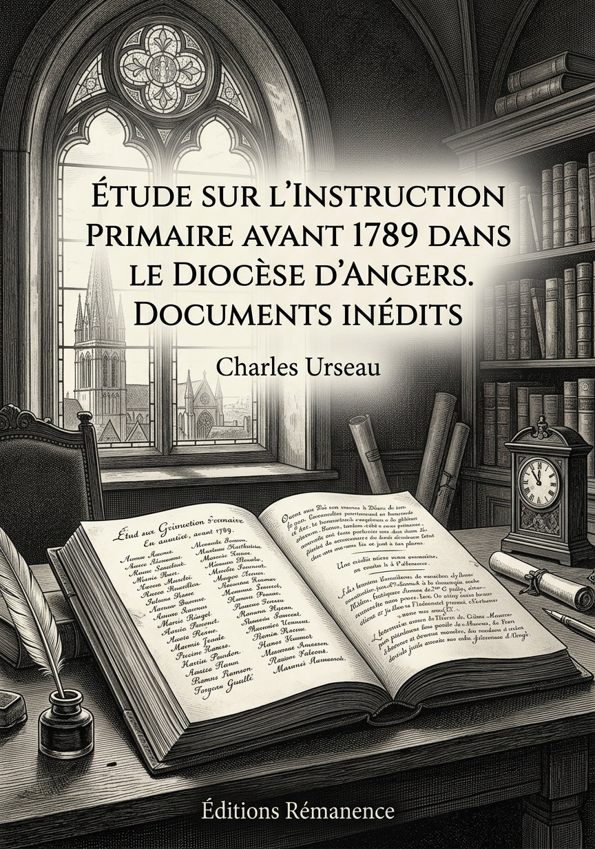 Livre Étude sur l’Instruction Primaire avant 1789 dans le diocèse d'Angers. Documents inédits par Charles Urseau - Couverture - Editions Remanence
