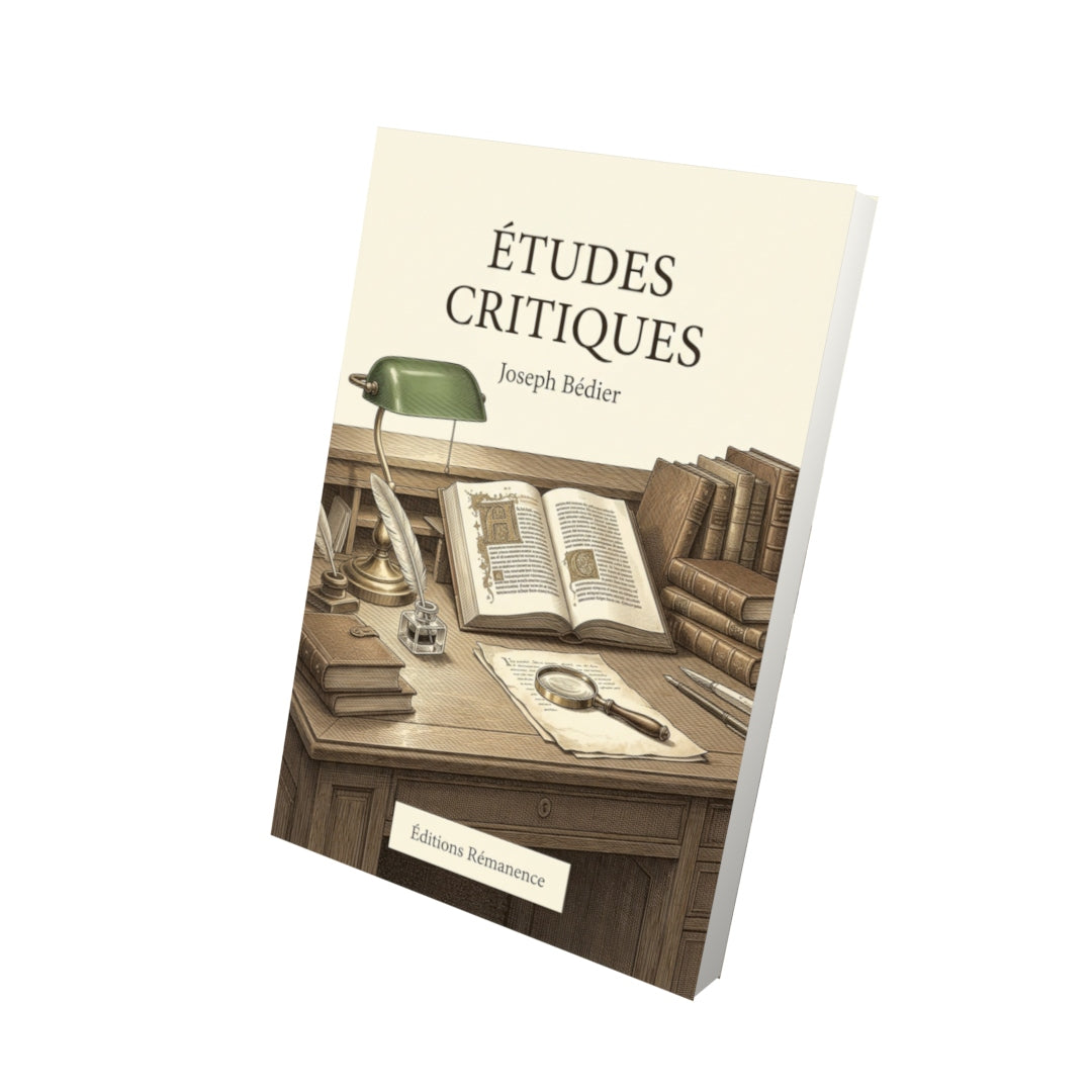 Livre Études critiques par Joseph Bédier - Vue 3D - Editions Remanence